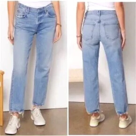Agolde Jeans Kye Mid Rise Straight Crop Boho Distressed #A9100B-3026 Size 31 - Picture 1 of 15